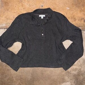 Ann Taylor Dark Gray Long Sleeve Top